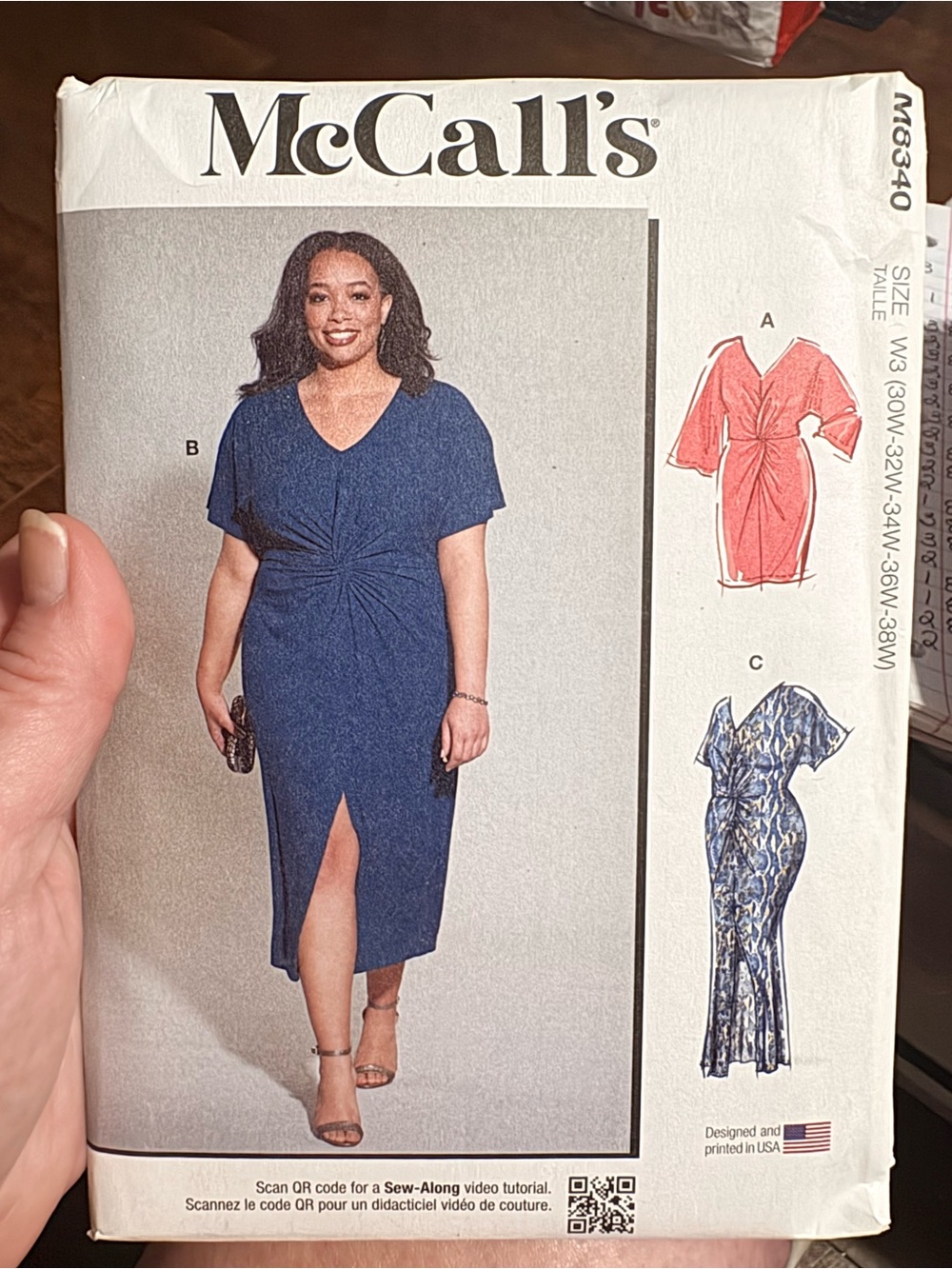 BN UNCUT McCall's 8340 W3 PLUS SIZE SEWING PATTERNS DRESS